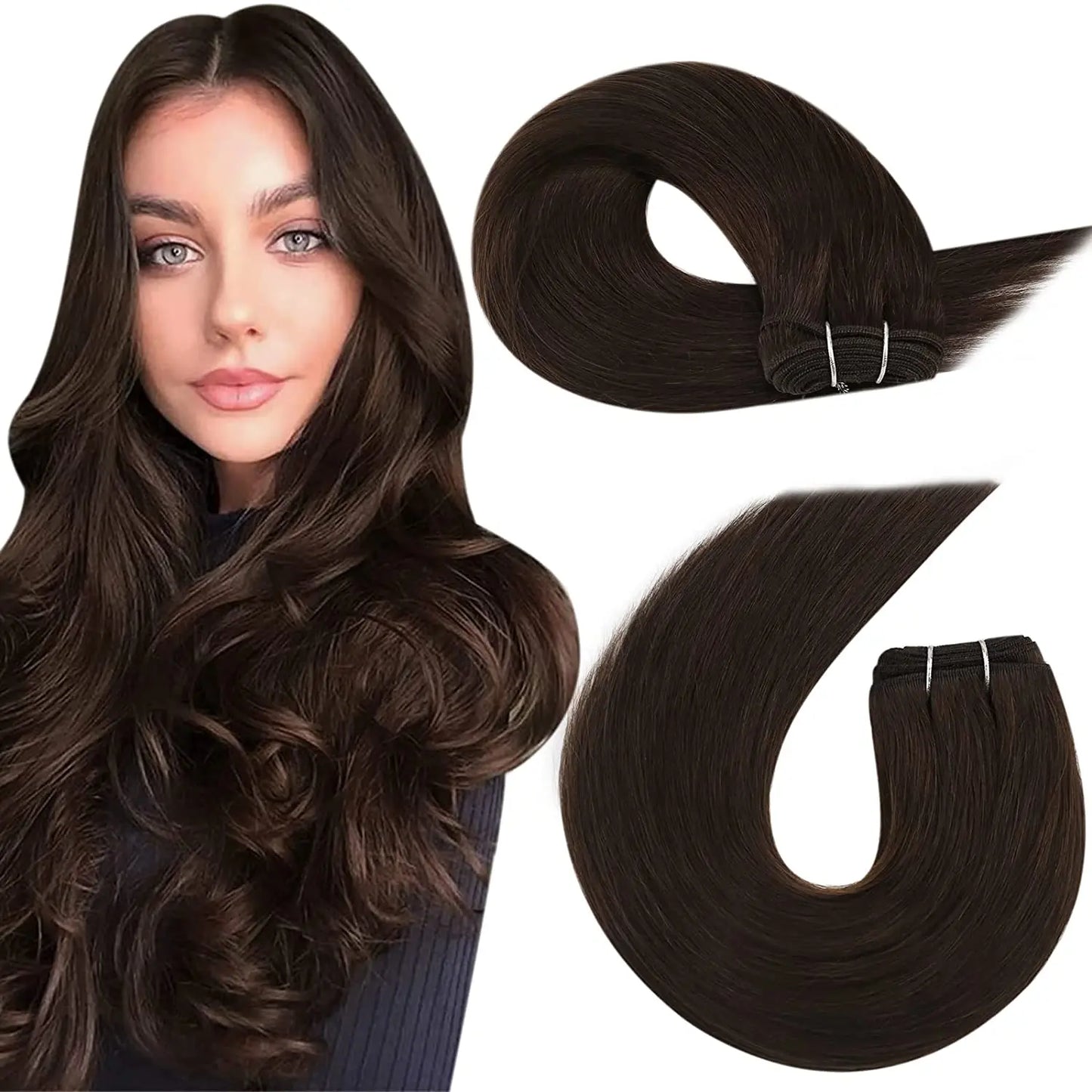 Straight Human Hair Bundles Weave Balayage Hair Pieces