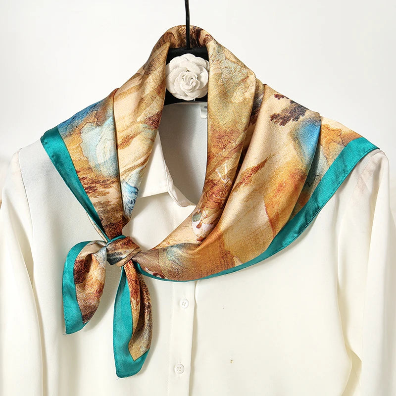 Luxury Print Satin Silk Square Scarfs