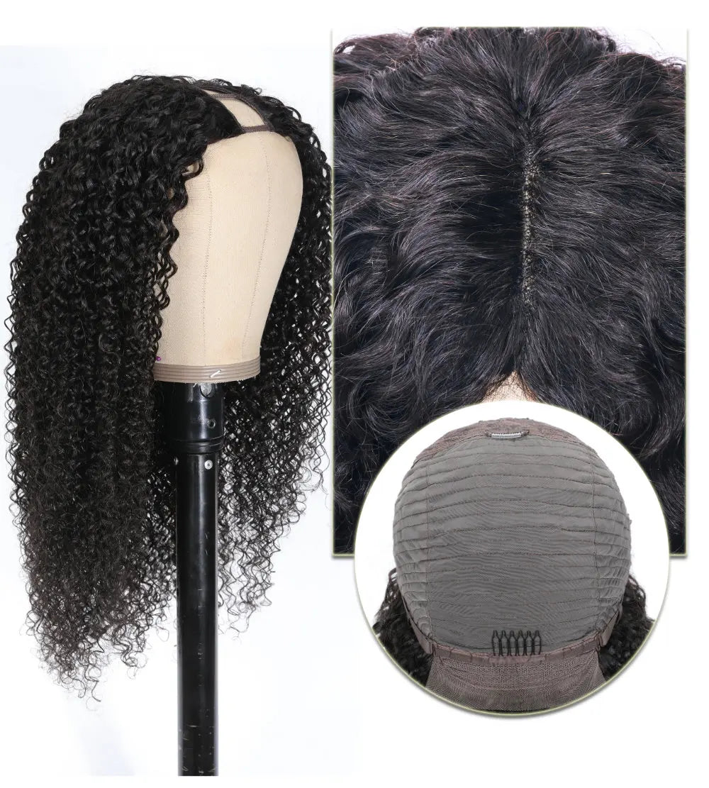 Curly Human Hair Headband & V Part Wig Human Hair