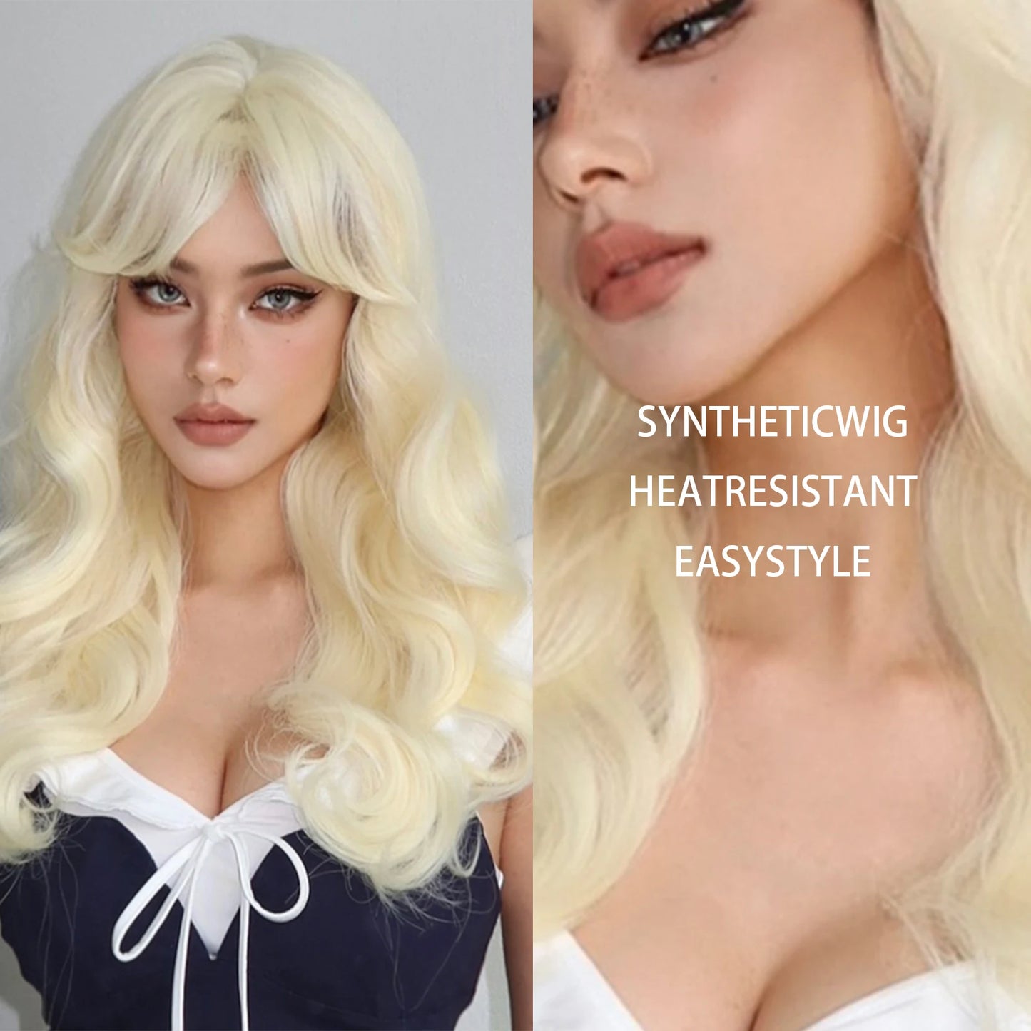 Long Curly Wavy Cosplay Synthetic Wigs With Bangs - Various Colors Available