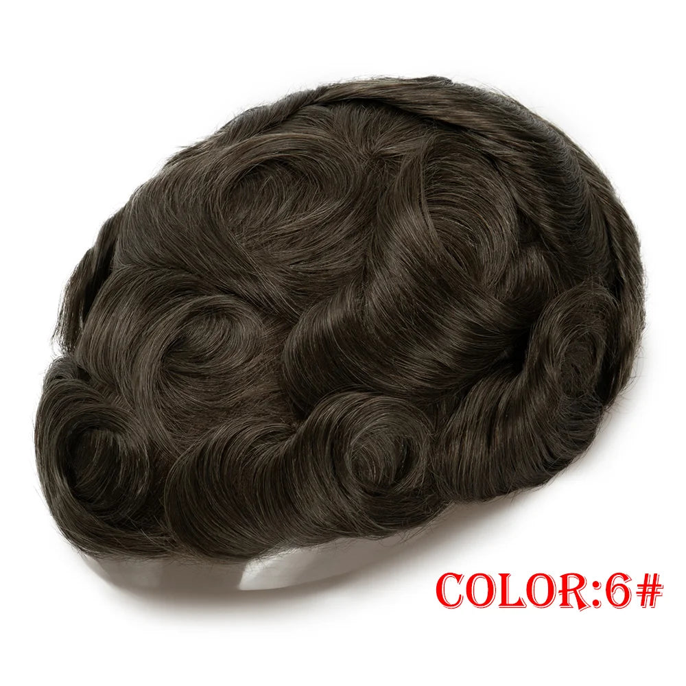 Human Hair Capillary Prothesis 130% Density 0.1-0.12 Thickness Skin Hair Wig