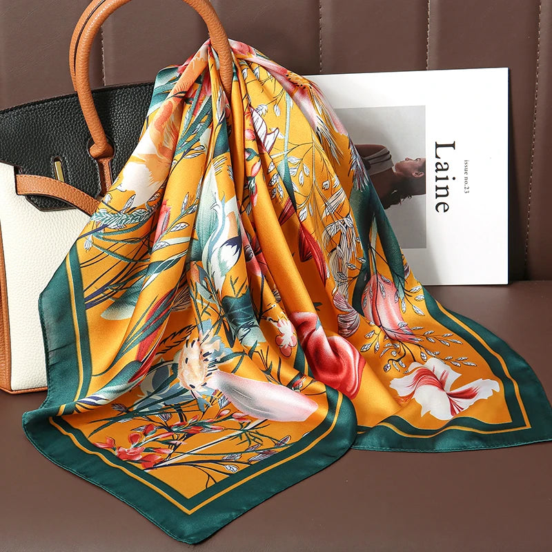 Luxury Print Satin Silk Square Scarfs
