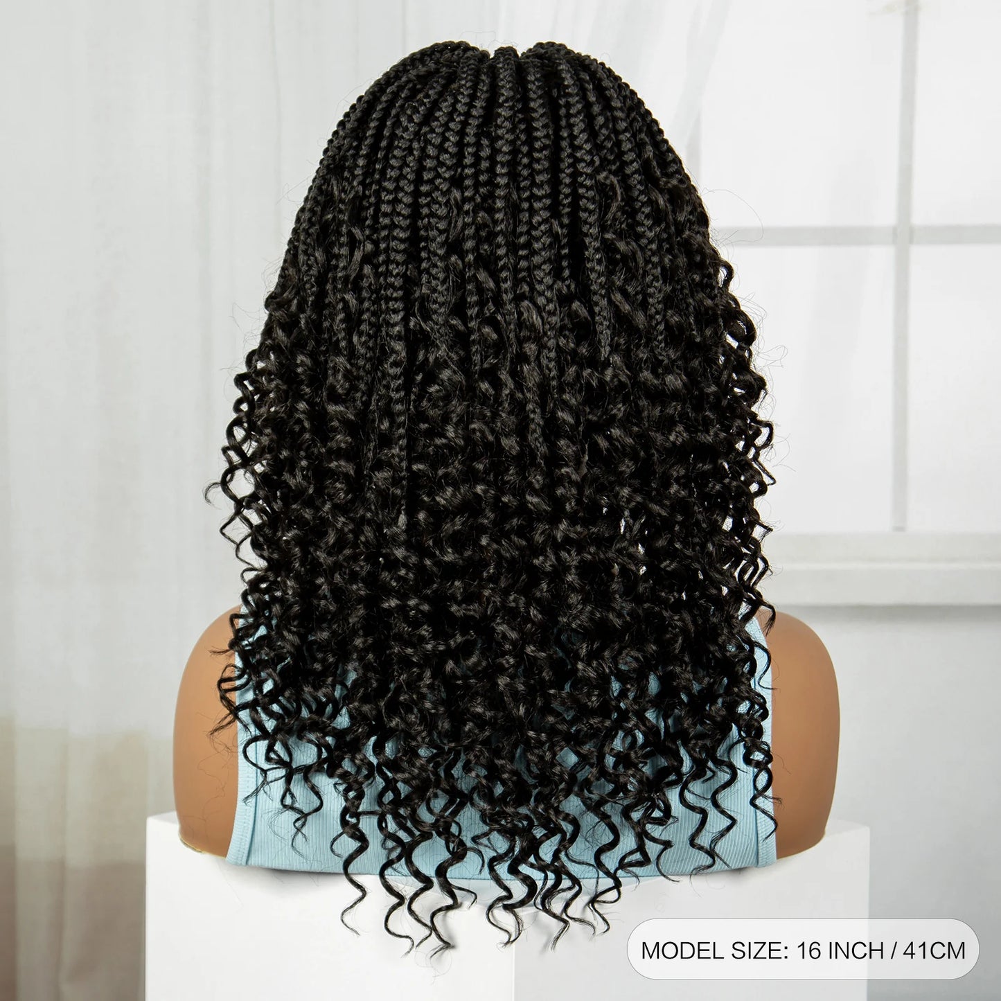 Short Knotless Boho Box Braided Full Lace Wigs - Various Colors Available