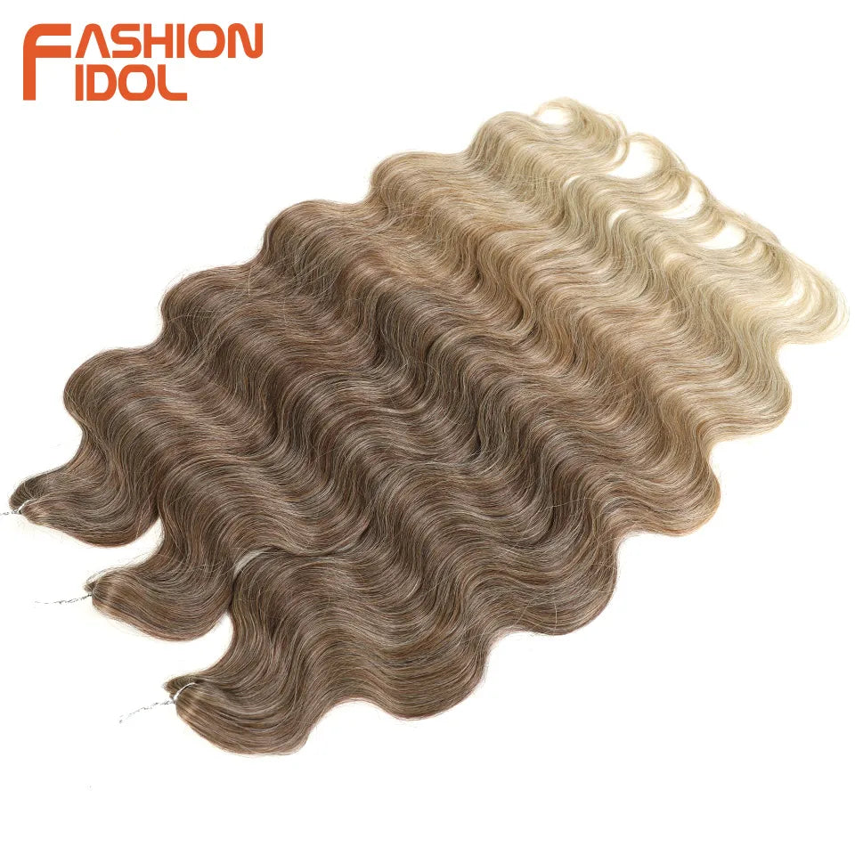 Ombre Body Wave Crochet Hair 24 Inch Long Synthetic Hair - Various Colors Available