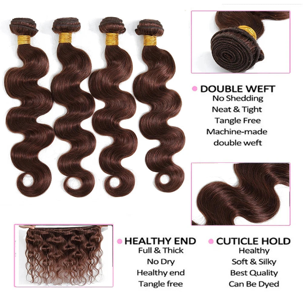 #4 Dark Brown Body Wave Human Hair Bundles