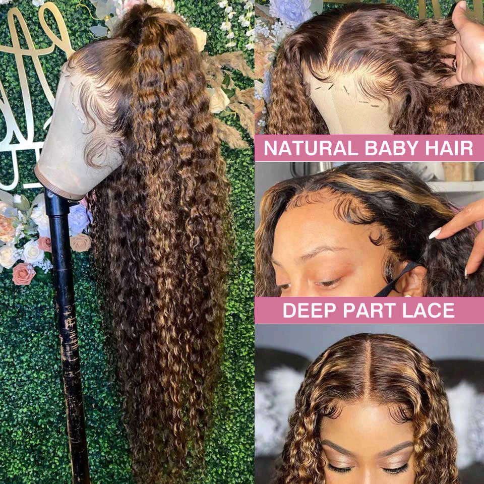 Deep Wave Ombre Highlight - Glueless Lace Frontal Human Hair Ready To Wear Wig