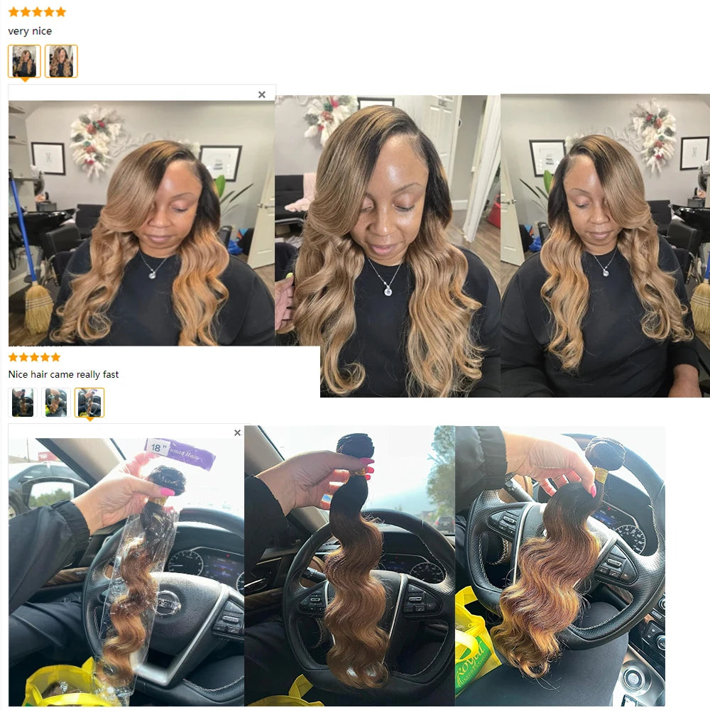 Ombre Blonde Body Wave Bundles - Brazilian Remy 100% Unprocessed Human Hair