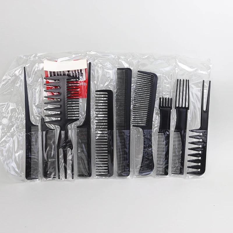 10pc Black Hair Comb Set