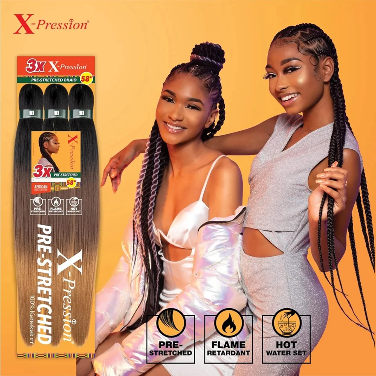 Sensational Xpression Pre-stretched Yaki Braiding Hair