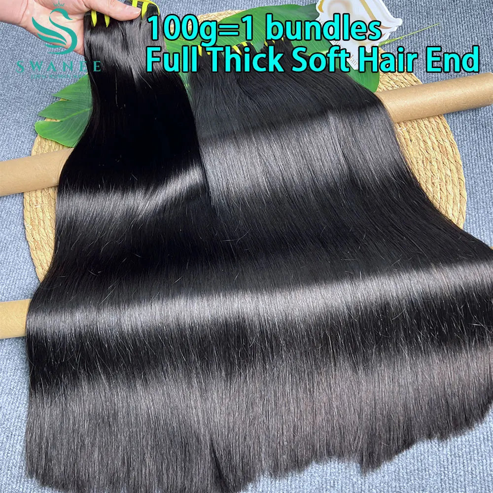 Bone Straight Human Hair Bundles 12A Grade 100% Unprocessed Raw Vietnamese Virgin Weft #1B Natural Black