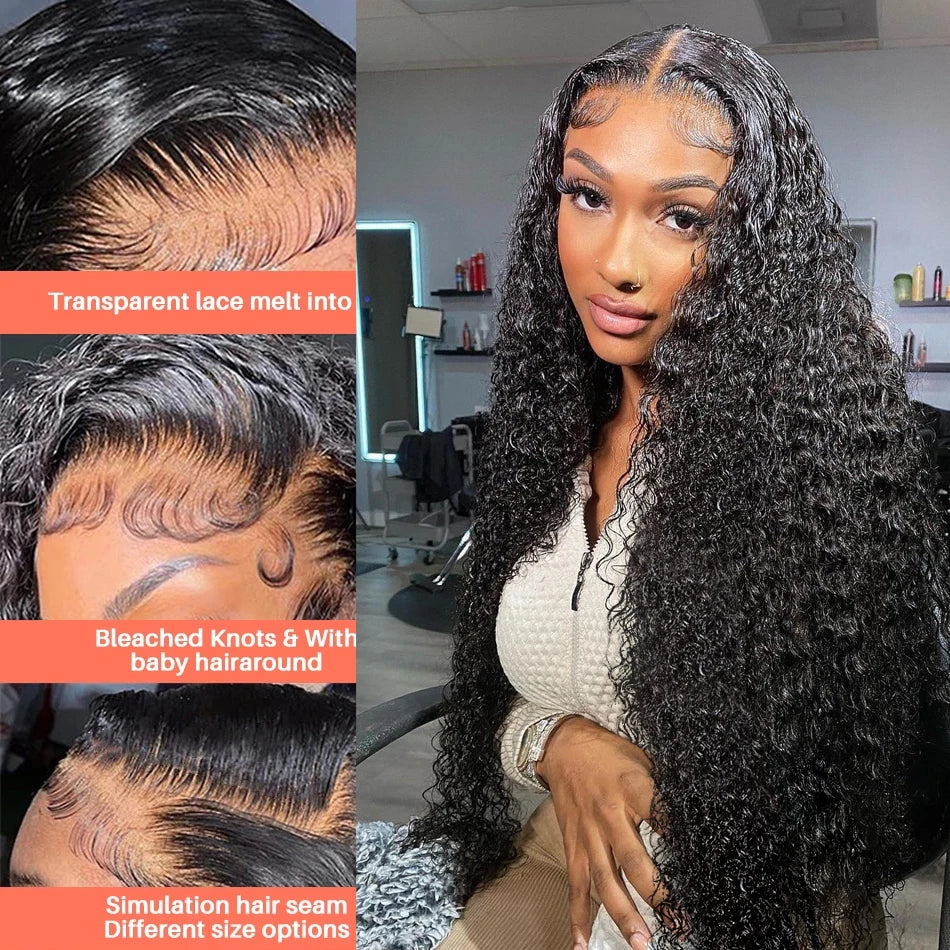 Deep Kinky Curly - HD Transparent Lace Frontal  Human Hair Wig