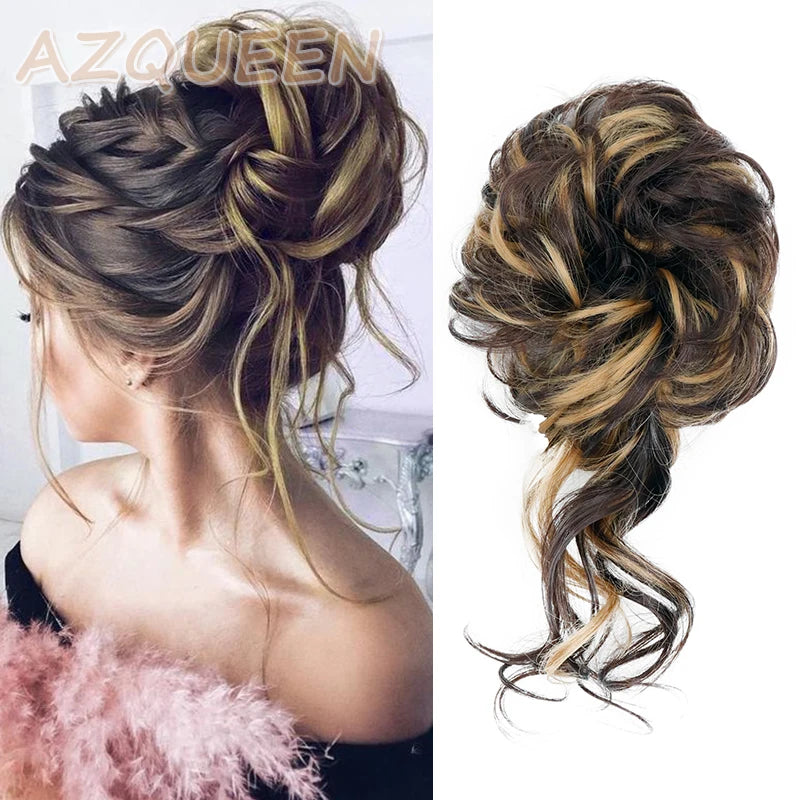 Synthetic Culrly Messy Ponytail Updo Bun with Elastic Band/Scrunchy