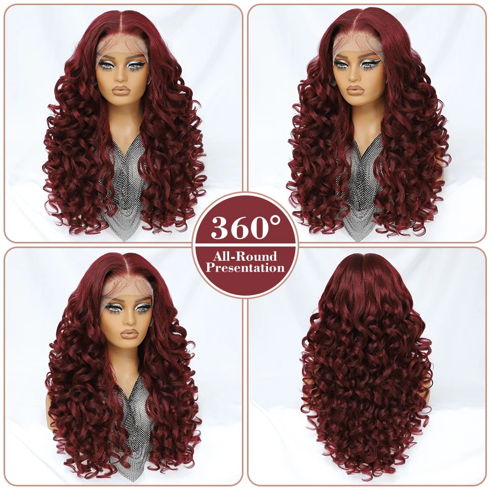 Curly Pre-Plucked Baby Hair Synthetic Lace Front Wigs - Various Colors Available