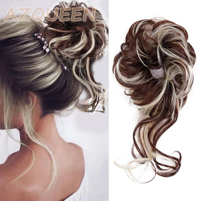 Synthetic Culrly Messy Ponytail Updo Bun with Elastic Band/Scrunchy