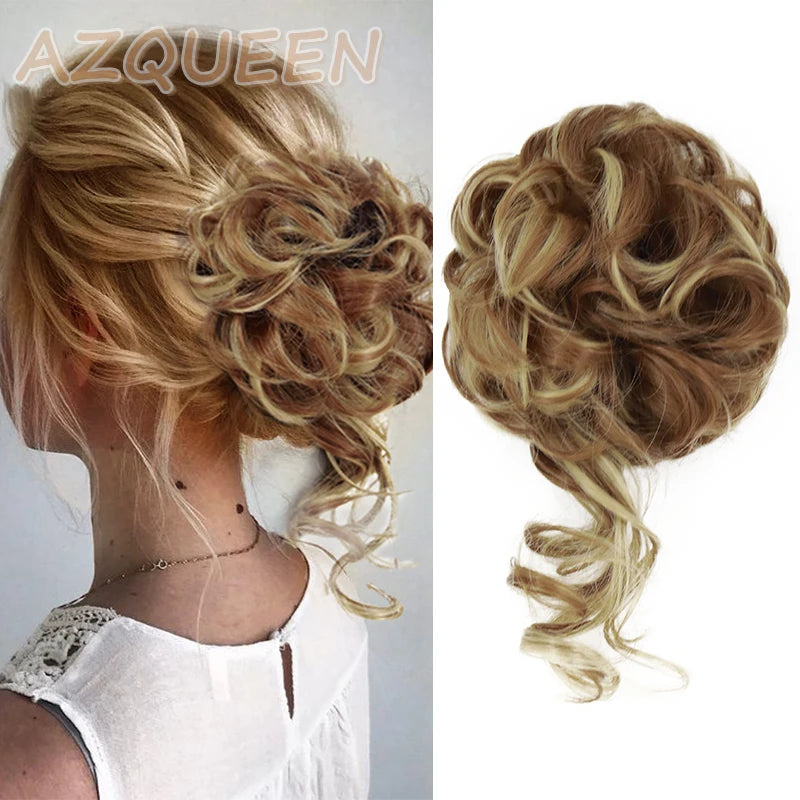 Synthetic Culrly Messy Ponytail Updo Bun with Elastic Band/Scrunchy