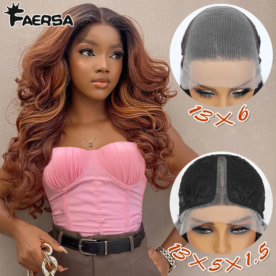 Curly Pre-Plucked Baby Hair Synthetic Lace Front Wigs - Various Colors Available
