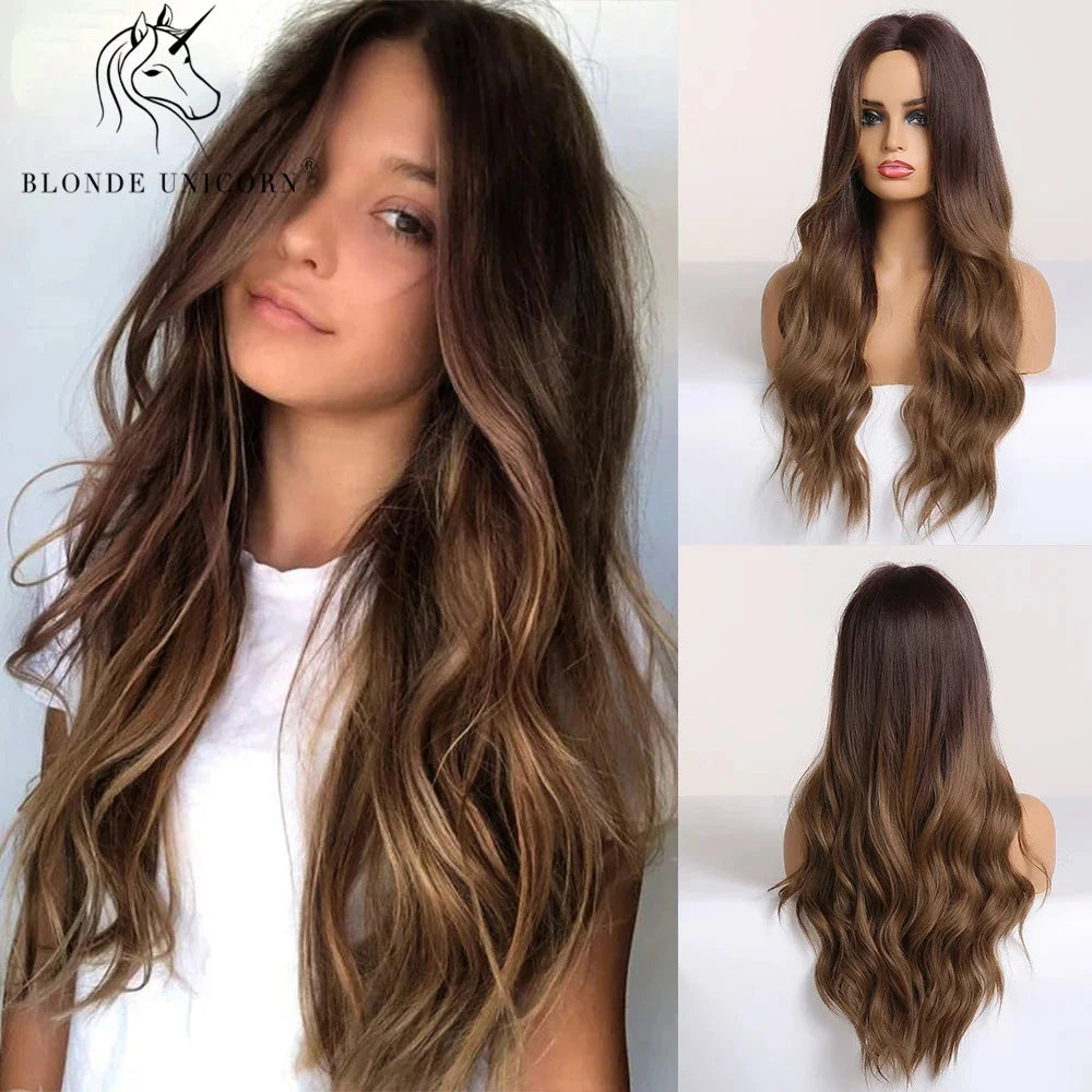 Wavy Synthetic Wig with Bangs - Various Colors Available