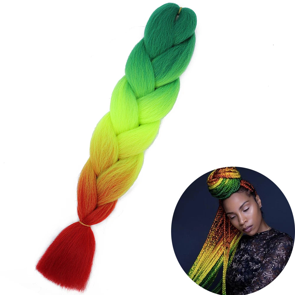 24" Synthetic Yaki Jumbo Braiding Hair - Various Colors Available