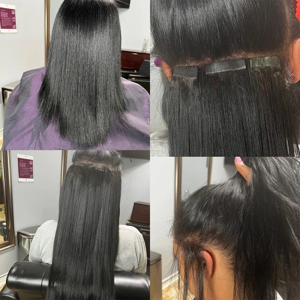 Straight Remy Human Hair Skin Weft Adhesive Tape-Ins