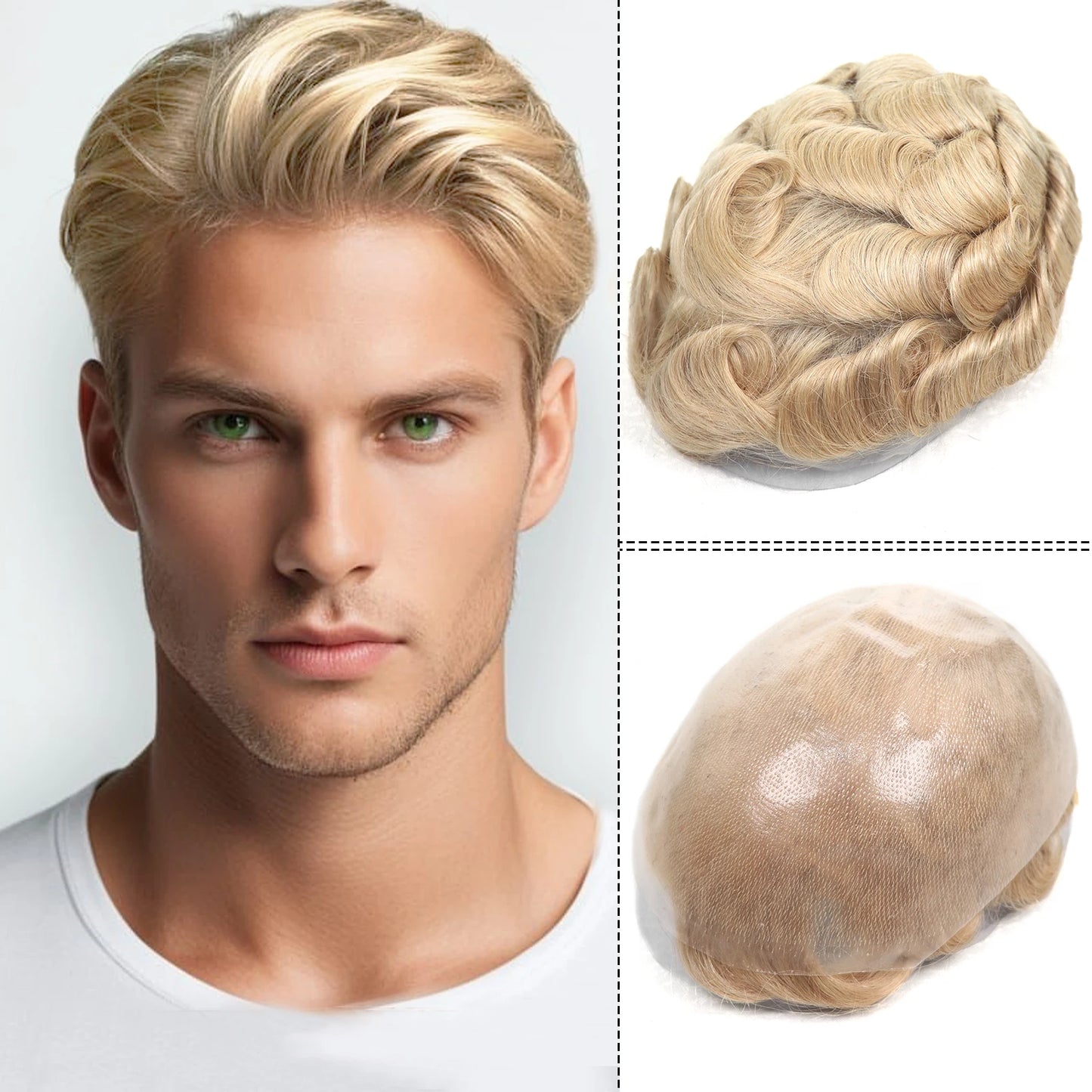 Human Hair 0.06-0.08mm Full PU Skin Base Toupee/Replacement Units - Various Options Available