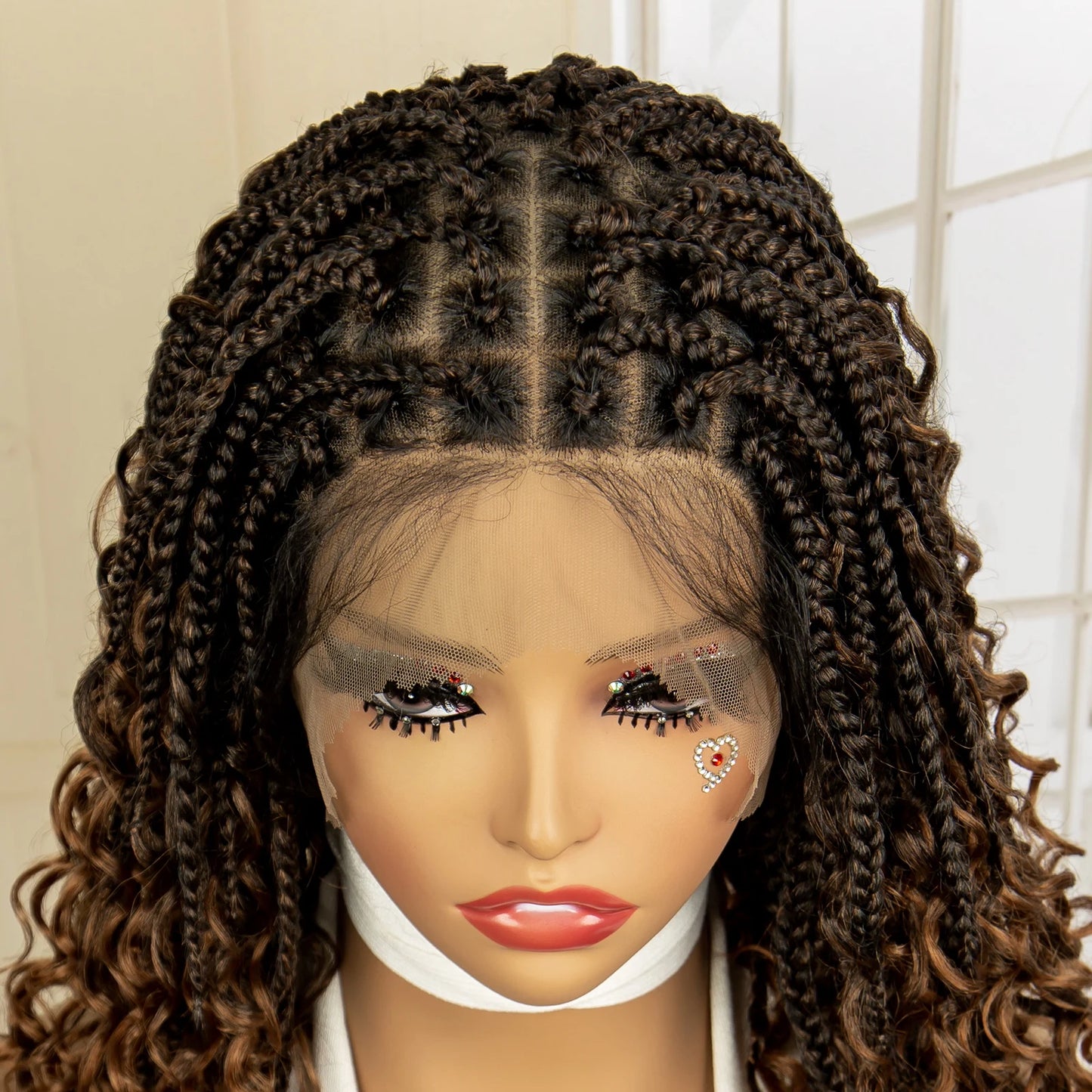 14 Inches Short Box Braided Full Lace Synthetic Boho Wigs  - Various Colors Available