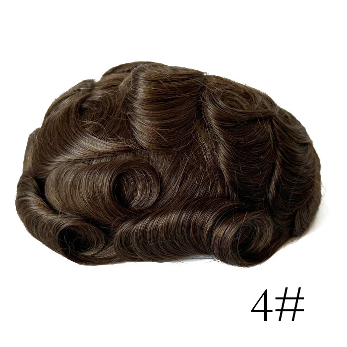 0.08mm Thickness PU Poly Base Double Knotted Toupee Human Hair - Capillary Prothesis