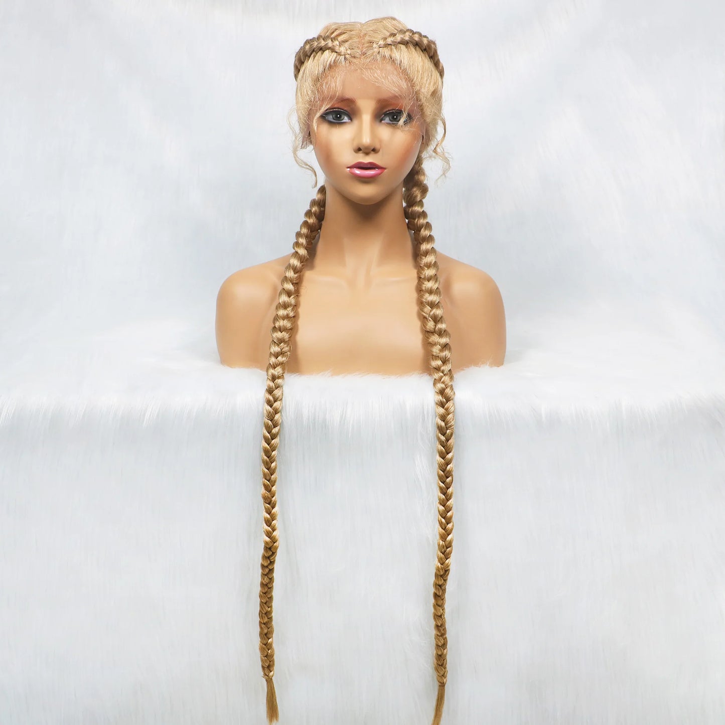 36 Inches Long Lace Front Synthetic Braided Wigs With Baby Hair - Various Colors Available