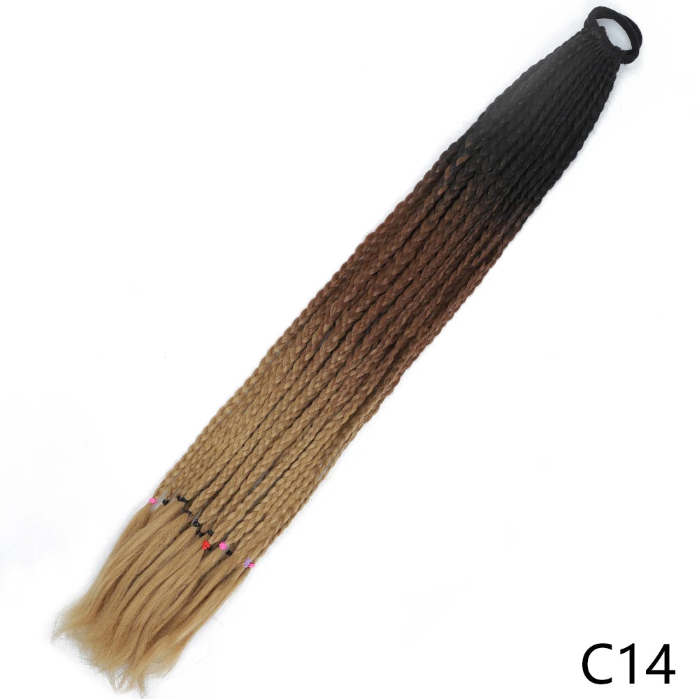 Synthetic Gradient Color Braided Ponytails With Elastic Band