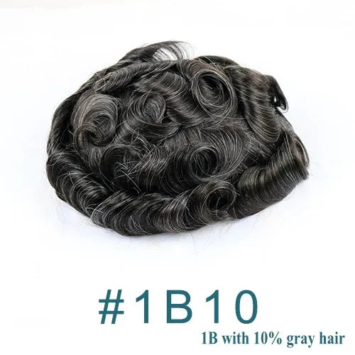 Natural Hairline Hair Replacement System(Toupee) V-loop 0.06-0.08mm PU Base Straight/Wavy - Colors 4, 5 , 6 & 60R Available