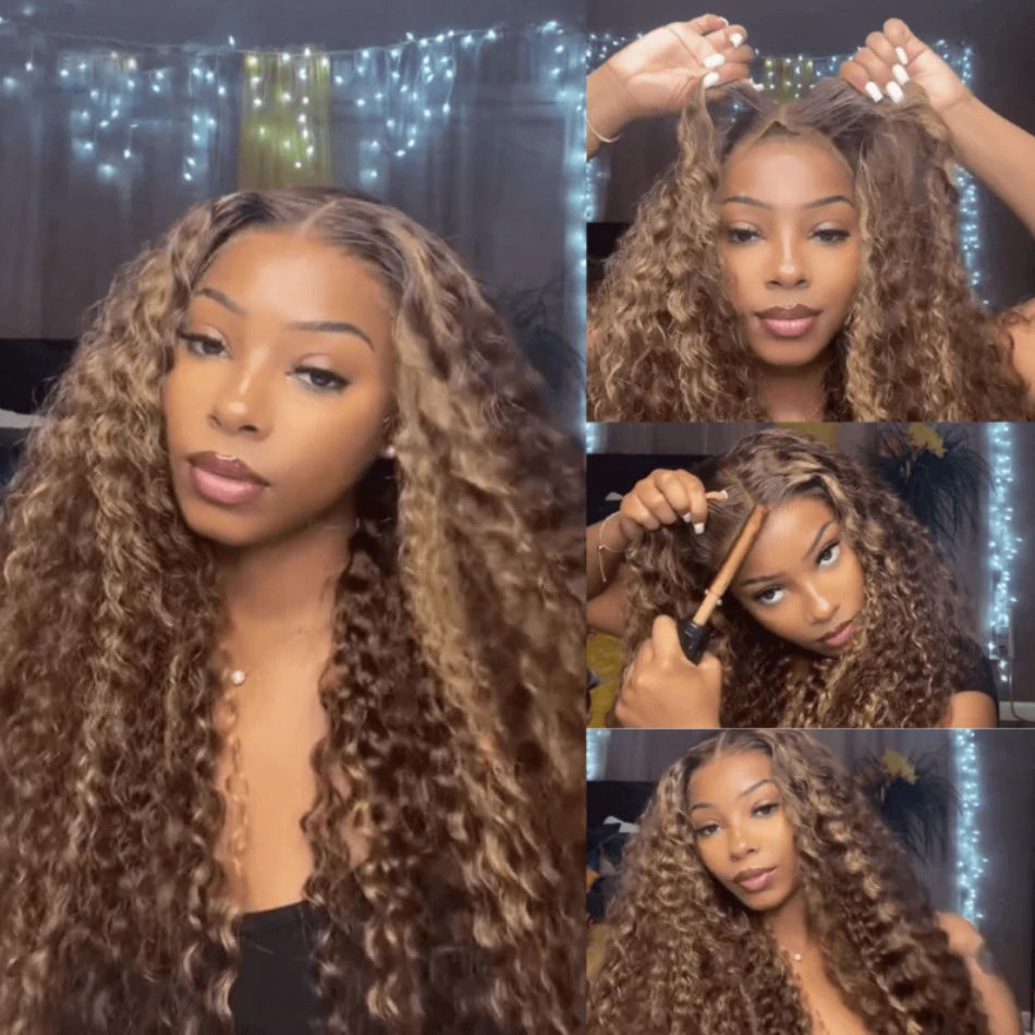 Deep Wave Ombre Highlight - Glueless Lace Frontal Human Hair Ready To Wear Wig