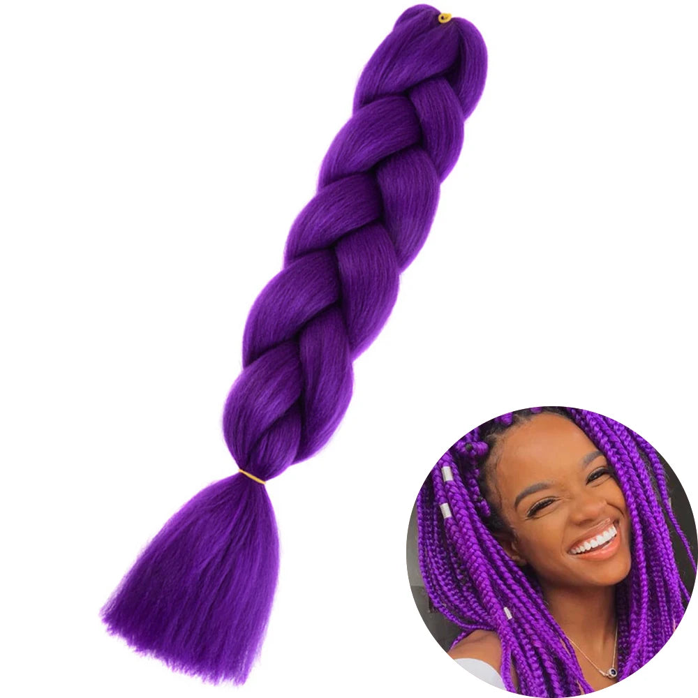 24" Synthetic Yaki Jumbo Braiding Hair - Various Colors Available