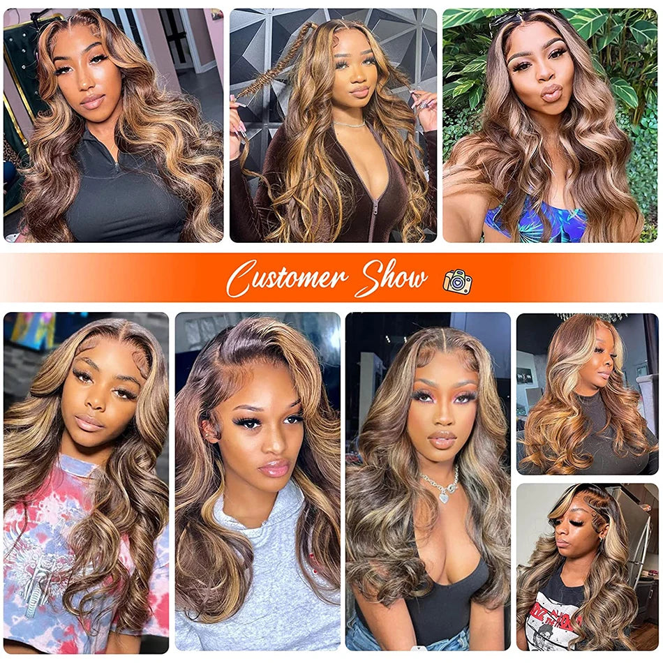 Body Wave Highlight Colors - HD Lace Frontal Human Hair Wig