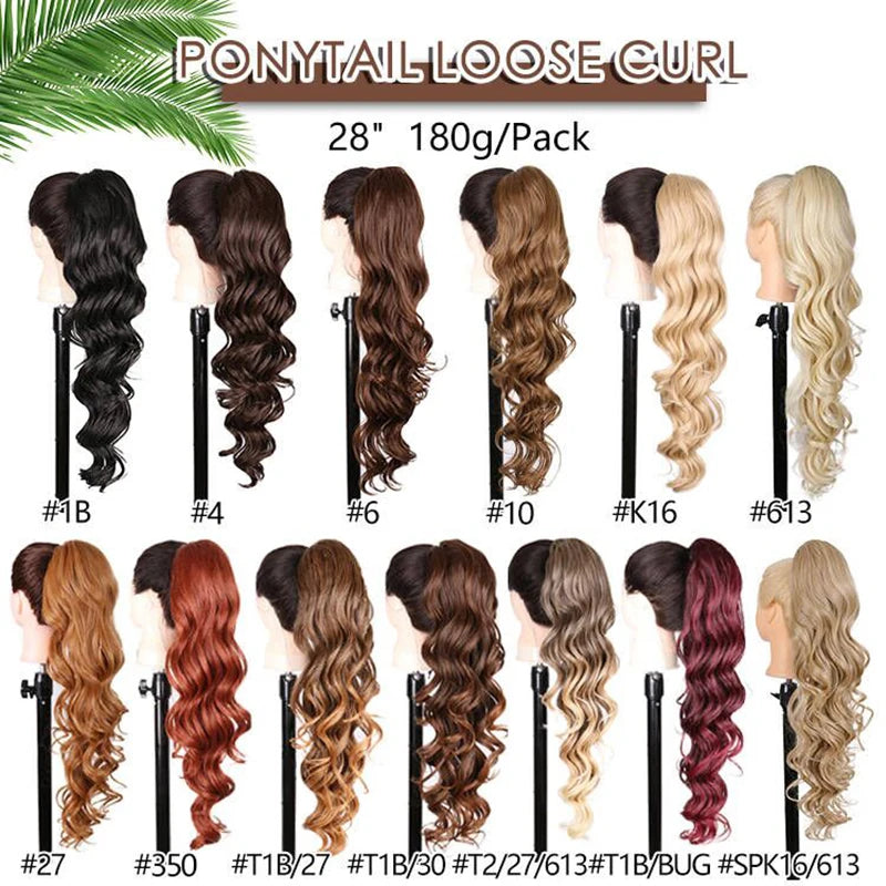 Long Synthetic Clip In Drawstring Ponytails - Various Options Available