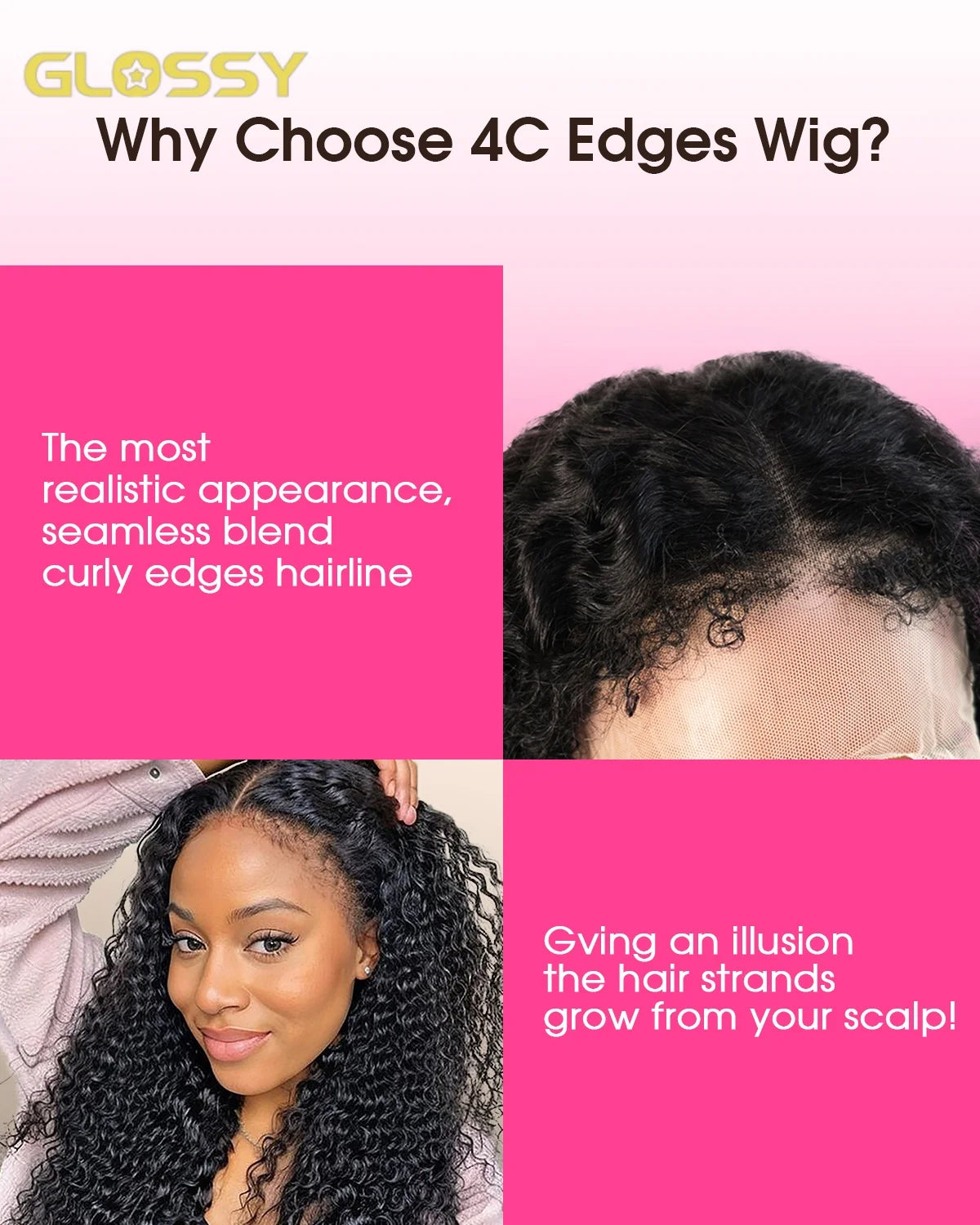 Kinky Deep Wave Curly HD Frontal 4C Edges Human Hair Wig