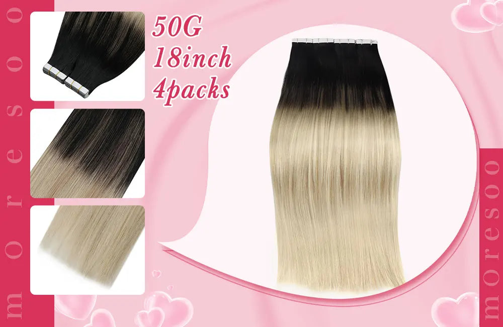 Straight Tape in Human Hair Extensions - Various Colors Available