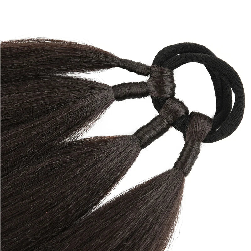 26/34inch Synthetic Long Straight Wrap Around Chignon Ponytail With Rubber Band