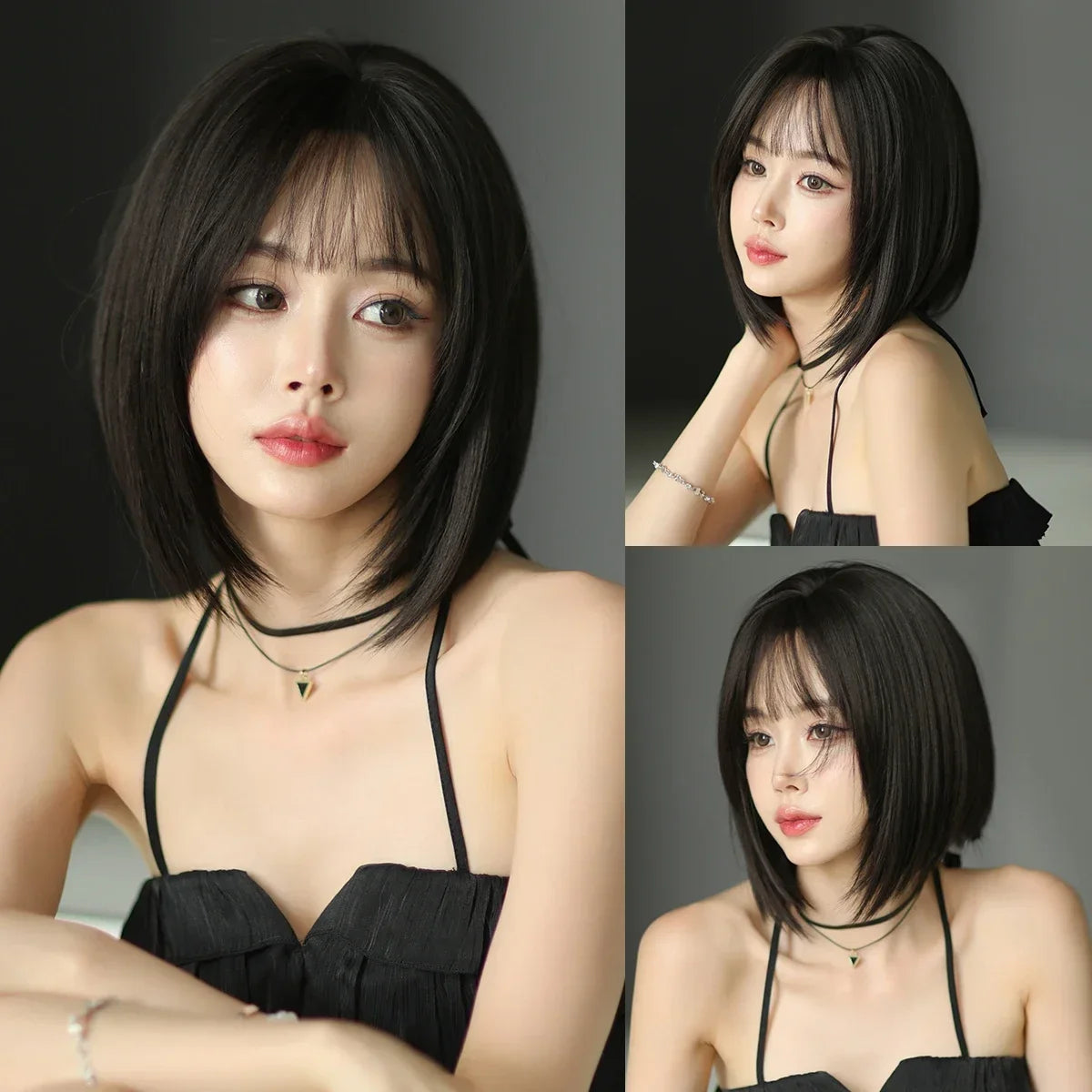 High Density Short Wavy Bob Synthetic Middle Part Wigs - Various Colors Available