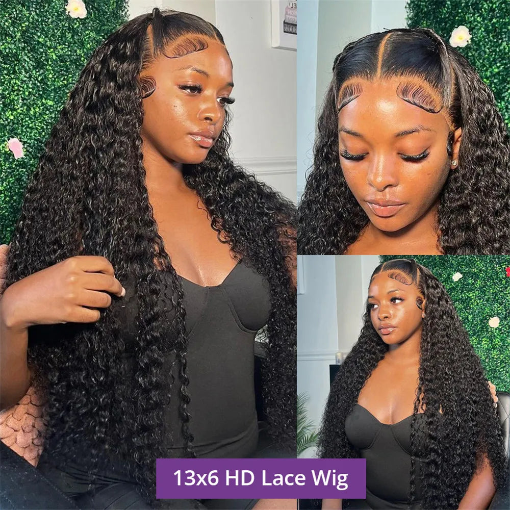 Deep Wave Curly - Glueless Preplucked HD Frontal Lace Human Hair Wig