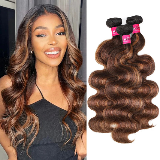 1B 4 30 Ombre Brown Highlight Body Wave Bundles - Human Hair