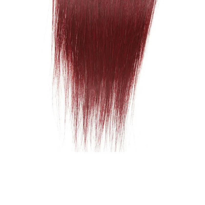 1B/99J (Natural & Burgundy Colors) 4X4 Lace Closure Raw Remy Human Hair With Baby Hair