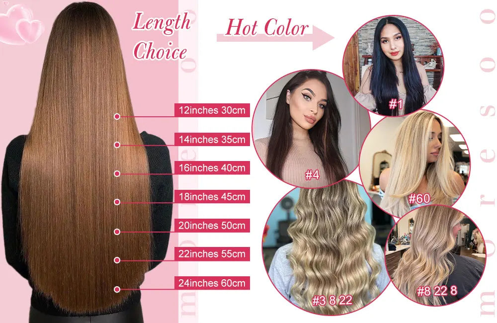 Straight Tape in Human Hair Extensions - Various Colors Available