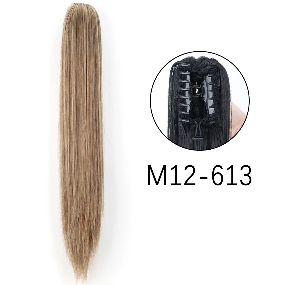 Synthetic Long Straight Claw Clip On 24Inch Ponytail