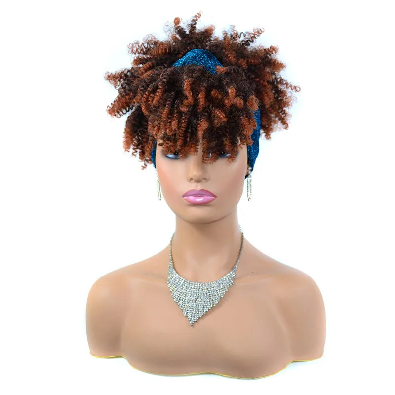Synthetic Short Kinky Curly Headband Wigs - Various Colors Available