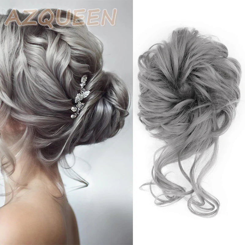 Synthetic Culrly Messy Ponytail Updo Bun with Elastic Band/Scrunchy