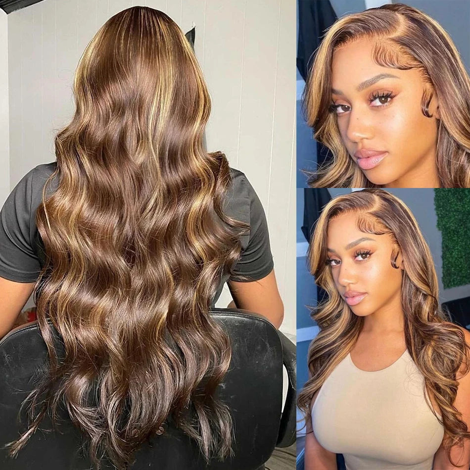 Body Wave Highlight Colors - HD Lace Frontal Human Hair Wig