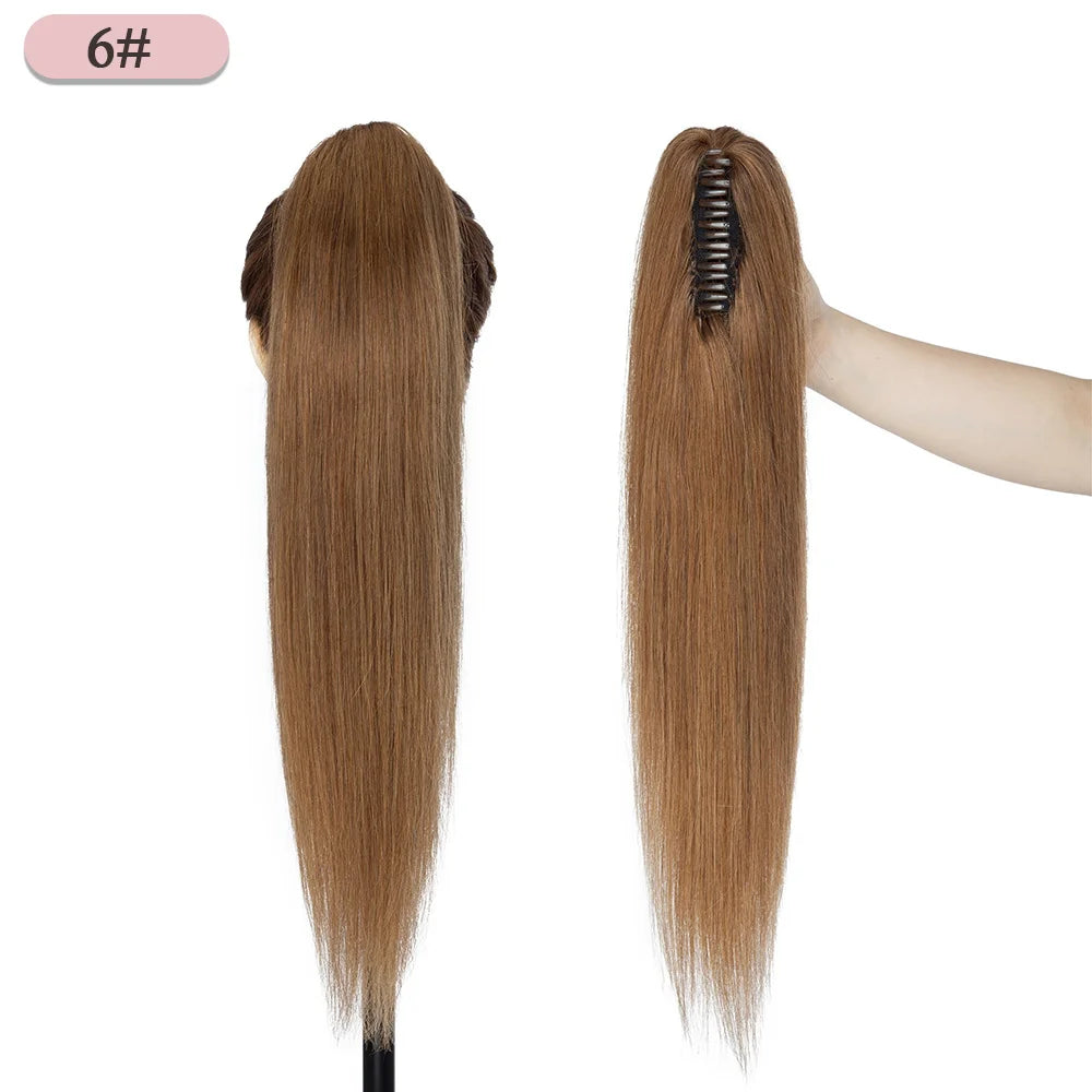 Straight Clip On 100% Human Hair Ponytails - Various Options Available