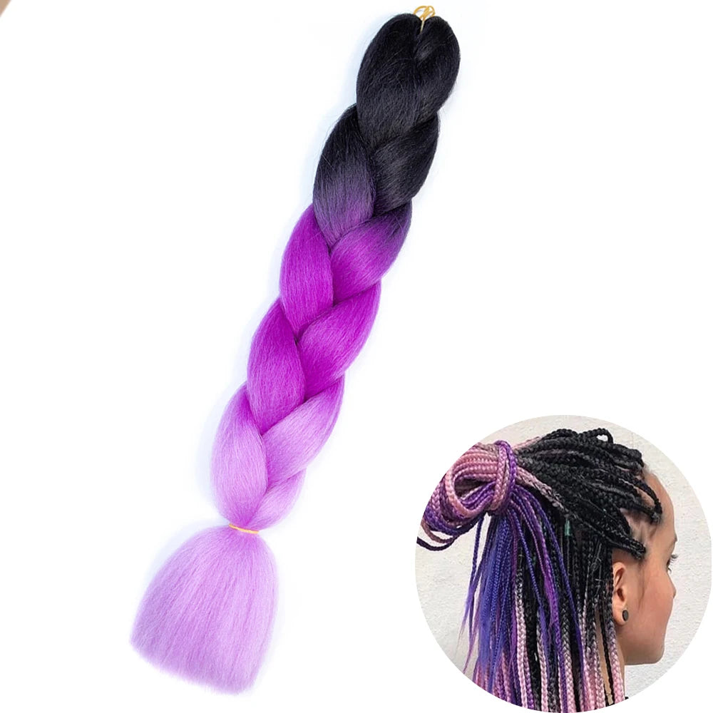 24" Synthetic Yaki Jumbo Braiding Hair - Various Colors Available
