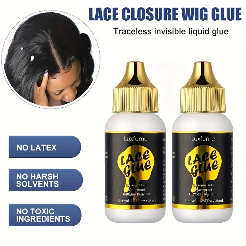 Waterproof Wig Lace Glue,Strong Hold Wig Glue Traceless,Sweat & Rain Resistant Quick Dry & Easy Removal for All Wigs &Lace Front