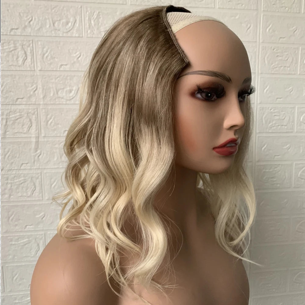 Omber Blonde u Part Human Hair Wig U Shape Wigs Human Hair With Clips Breathable Real Hair Wig For White Woman