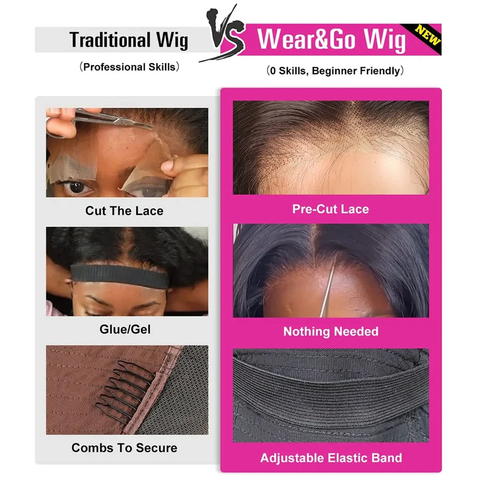 Brazilian Deep Wave - 5x5 , 4X4 HD Lace Pre-plucked Glueless Ready to Wear Human Hair Wig